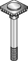 Vijak MIA-EH Vroče cinkan (HDG) vijak z integrirano nazobčano ploščo, za enostavnejše pritrjevanje in nastavitev z eno roko spojnikov MI in MIQ