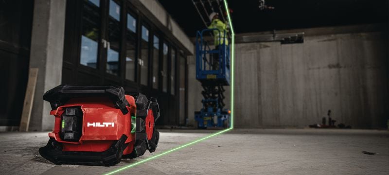 Nivelir z rotacijskim laserjem za enojni naklon PR 40G-22 z zelenim žarkom Rotacijski laser za notranja izravnalna dela nivelira z dobro vidnim zelenim žarkom in samodejnimi funkcijami za niveliranje, poravnavo, naklone in kvadrature (platforma Nuron) Vrste uporabe 1