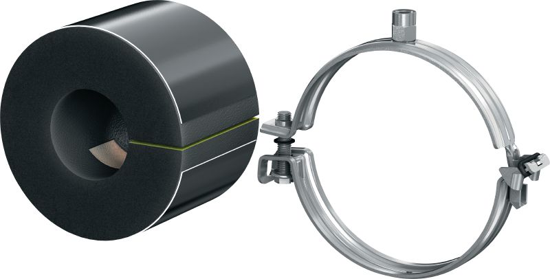 Cevna objemka MIP-T za hladilne cevi (debelo izolirana) Galvanizirana cevna objemka za najvišjo produktivnost pri hladilnih aplikacijah z izolacijo debeline 31–50 mm