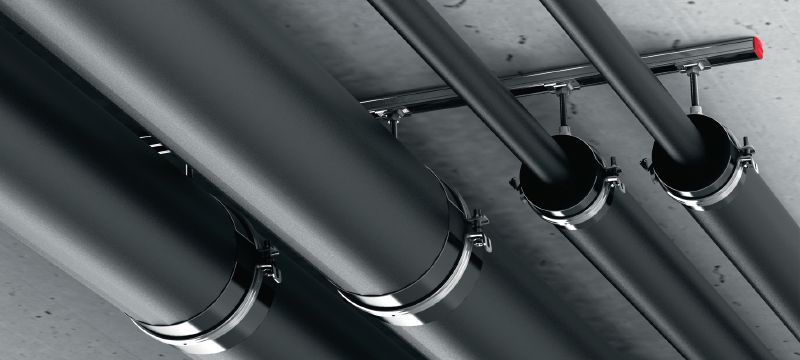 Cevna objemka MIP-H za hladilne cevi (tanko izolirana) Galvanizirana cevna objemka za najvišjo produktivnost pri hladilnih aplikacijah z izolacijo debeline 13–16 mm Vrste uporabe 1