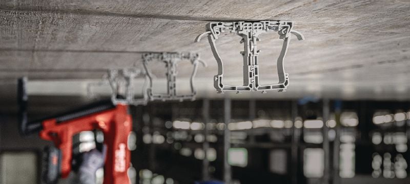 Držalo za kable X-ECH MX (02) Plastično držalo za kabelske snope, optimizirano za magazinirane žičnike in združljiva z različnimi načini pritrjevanja ter osnovnimi materiali Vrste uporabe 1