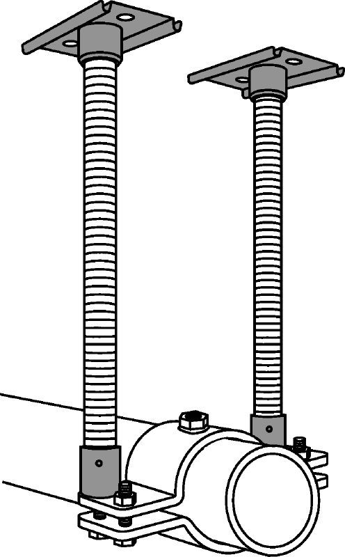 Fiksna točka MFP 3a-F Vroče cinkani (HDG) komplet fiksne točke za najvišjo prilagodljivost pri aplikacijah za osne cevne obremenitve do 6 kN