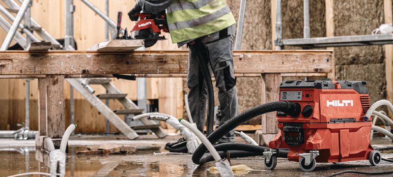 Odsesovalnik prahu razreda M VC 20M-X Zmogljiv izvlekač prahu za povezavo z električnimi stroji in čiščenje delovišča (suho in mokro), 15-litrska posoda Vrste uporabe 1