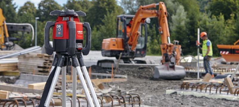 Nivelir z rotacijskim laserjem za zunanjo uporabo PR 30-HVS A12 Zunanji rotacijski laser s samodejno navpično poravnavo in funkcijami za vnos naklonov Vrste uporabe 1