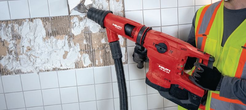 Baterijsko vrtalno kladivo TE 60-22 Močno in baterijsko vrtalno kladivo SDS Max (TE-Y) z aktivno redukcijo vibracij in aktivnim nadzorom navora za zahtevno vrtanje in dletenje v beton (Nuron) Vrste uporabe 1