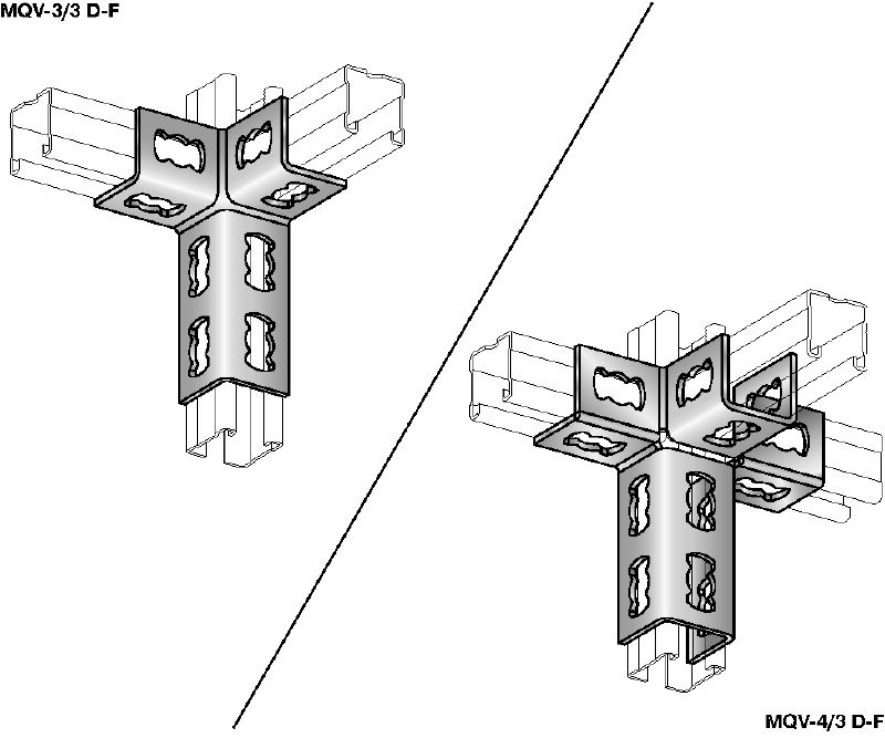 Vezni kos MQV-3D-F Vroče cinkan (HDG) vezni kos za trodimenzijske konstrukcije