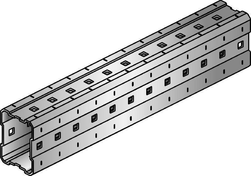 Montažni profil MI Vroče cinkani (HDG) montažni profili za izdelavo nastavljivih nosilnih konstrukcij MEP za velike obremenitve ter modularnih 3D konstrukcij