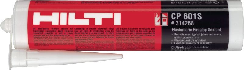 Požarna silikonska tesnilna masa CP 601s Požarna tesnila masa na silikonski osnovi omogoča maksimalne deformacije v požarno odpornih spojih in prebojih za cevi