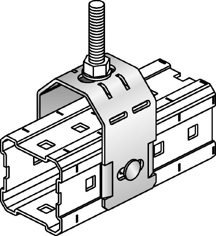 Spojnik 3D MIC-TRC Vroče cinkan (HDG) spojnik za pritrjevanje navojnih palic (M16) na profile MI Vrste uporabe 1