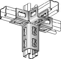 Kotni spojnik MQV-4/3 D Galvaniziran vezni kos za trodimenzijske konstrukcije
