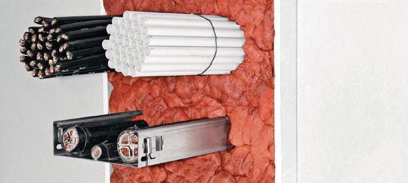 Elastična požarna pena CFS-F FX Elastična požarna pena s preprosto montažo za izdelavo požarnih in dimnih pregrad pri kabelskih in mešanih prebojih Vrste uporabe 1