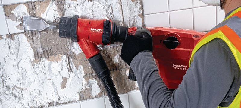 Te 500-22 SDS-Max baterijski udarno kladivo Baterijsko rušilno in udarno kladivo SDS Max (TE-Y) z aktivno redukcijo vibracij za dletenje v beton in opeko (baterijska platforma Nuron) Vrste uporabe 1