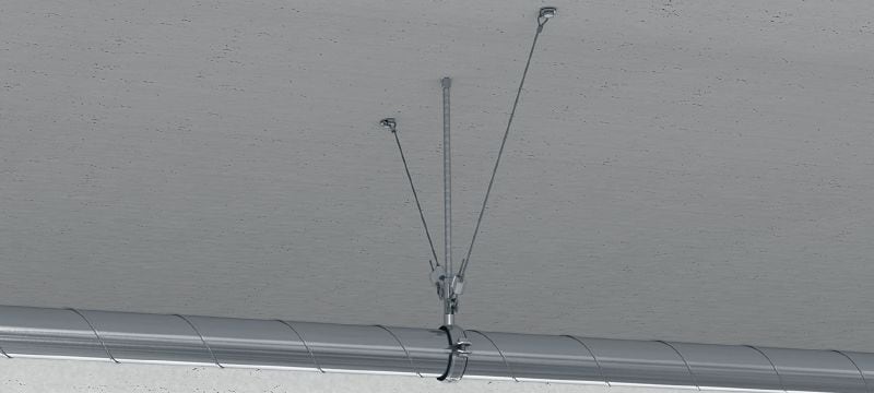 Jeklena P-sponka MW-C Večfunkcijska spona z zanko za pritrjevanje sistemov za obešanje žičnih vrvi MW na poljubne navpične in vodoravne površine ali površine pod nagibom Vrste uporabe 1
