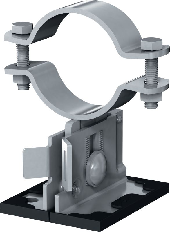Objemka-noga Mp-PS 1-1 Objemka-noga z zunanjim premazom (OC) z nastavljivo višino in naklonom za zahtevne industrijske aplikacije za cevi z zunanjim premerom 21–173 mm (od 1/2 do 6)